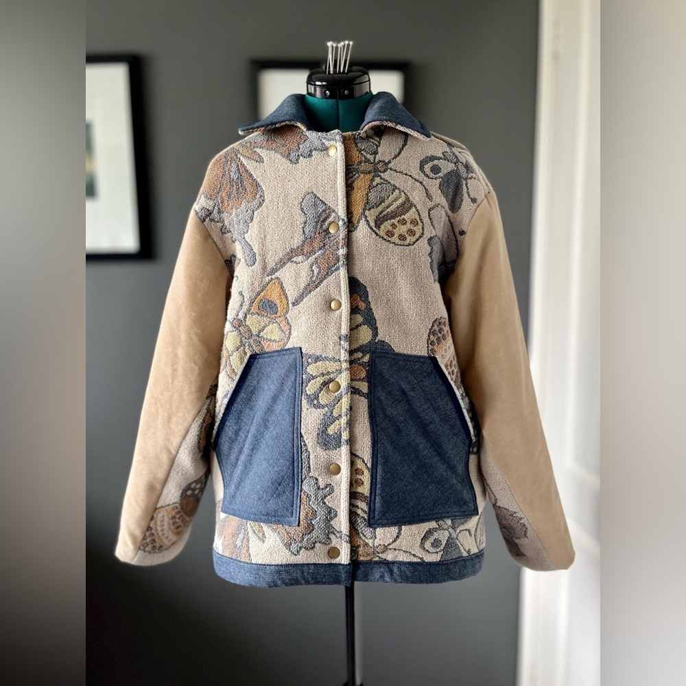 Lined butterfly jacket, reworked vintage tapestry blanket, ladies' size S-L